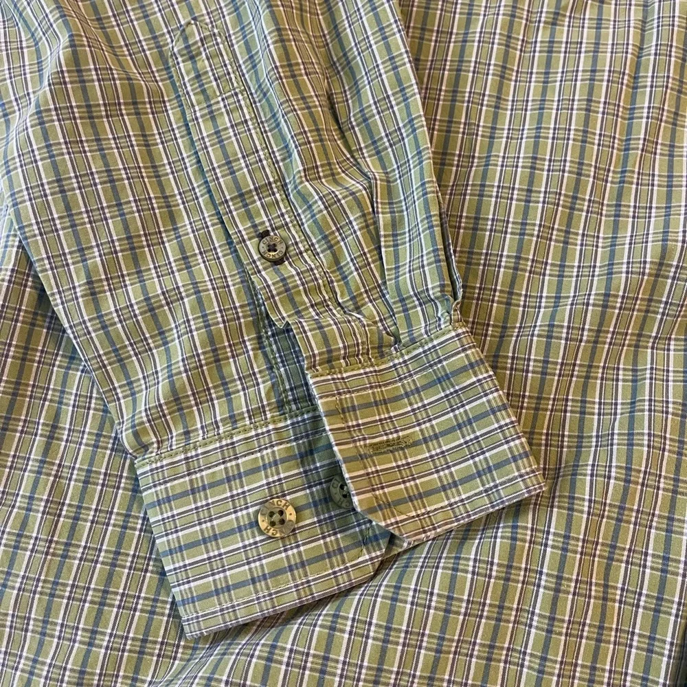 Cinch Men's Green Plaid Button-Down Shirt‎ Size Medium cowboy western